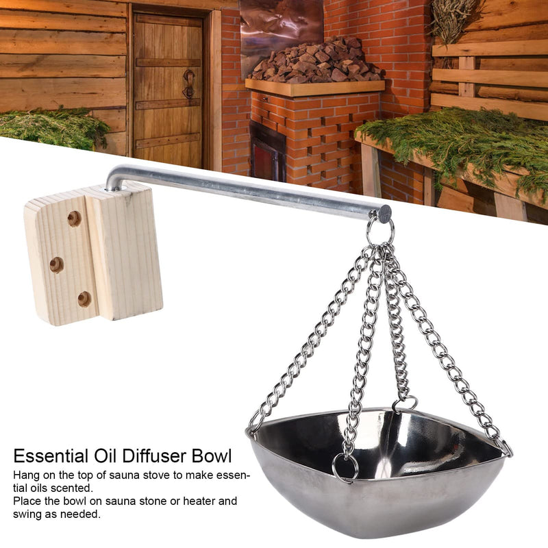 [Australia] - MOUMOUTEN Sauna Aroma Bowl, Stainless Steel SPa Essential Oil Bowl with Wood Plate and Screws, Aromatherapy Oil Cup Sauna Suitable for Traditional Sauna 