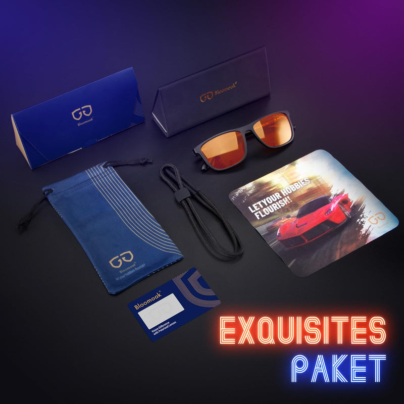 [Australia] - Bloomoak-99% Blue Light Blocking Glasses-Gaming Glasses-Anti Glare - Anti Fatigue-TR90 Material-Suitable for Screens, Games, TVs, Mobile Phones Amber - 99% - Black Frame 