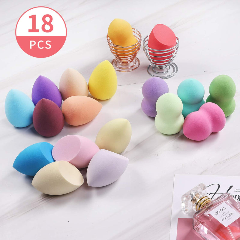 [Australia] - Makeup Sponge 18 Pcs Set-Beauty Sponge Foundation Blending Sponge with 2 Pcs Egg Sponge Blending Holder Stand, Flawless for Liquid & Creams & Powers (Sponge stand color random) 