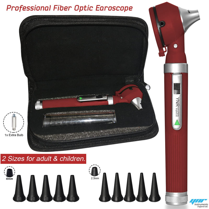 [Australia] - YNR England F.O Mini Otoscope Ear o Scope Auriscope Fibre Optic ENT Ear Scope Diagnostic Examination GP CE Mark Approved (Burgandy) Burgandy 