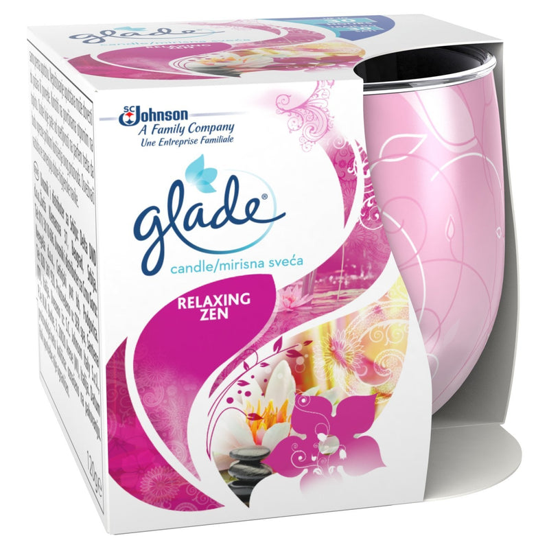 [Australia] - glade Scented Candle, Air Freshener Wax Candle for Aromatherapy, 120 g, 30-Hour Burn Time, Relaxing Zen, 1 Candle, Packaging May Vary 