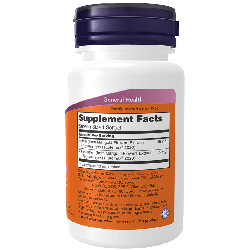 [Australia] - NOW Supplements, Lutein & Zeaxanthin with 25 mg Lutein and 5 mg Zeaxanthin, 60 Softgels 