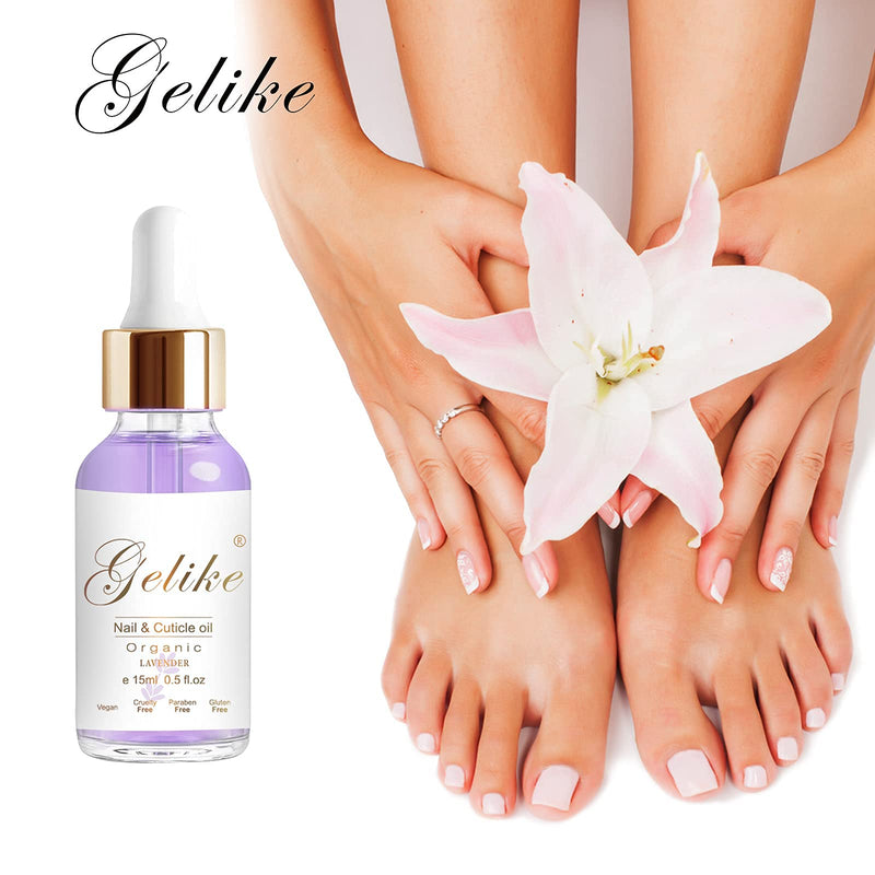 [Australia] - Gelike ec Organic Cuticle Nail Oil 15ml Vitamin B& E Essential Oil Moisturize with Convinient Dropper Design, Nail Cuticles Oils Treatment Damaged Dry for Nail Care Repair Growth-Lavender Scented 15 ml (Pack of 1) 