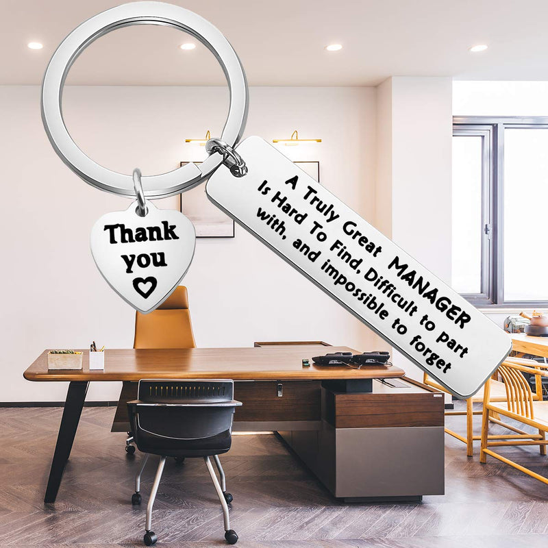 [Australia] - ENSIANTH Manager Gift A Truly Great Manager is Hard to Find Difficult to Part with and Impossible to Forget Keychain Thank You Gift for Management,Leader,Boss 