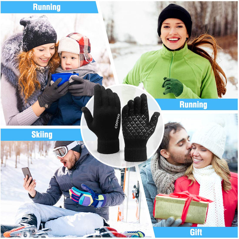 [Australia] - COOYOO Winter Gloves for Women and Men 2 Pairs,Touchscreen Gloves,Running Gloves Medium B-2 Pairs(black) 