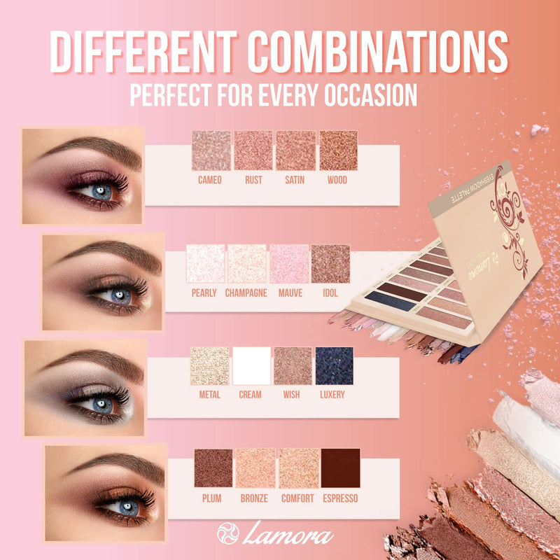 [Australia] - Best Pro Eyeshadow Palette Makeup - Matte + Shimmer 16 Colors - Highly Pigmented - Professional Nudes Warm Natural Bronze Neutral Smoky Cosmetic Eye Shadows - Lamora Exposed Nude Exposed 