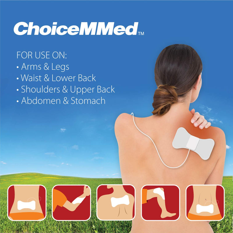 [Australia] - CHOICEMMED 2 Pack Universal Therma Heated TENS Unit Pads - Muscle Stimulator E-stim Electrodes - Universal Replacement Massage Pads for Electronic Pulse Stimulators - Reusable Pad for Electrotherapy 