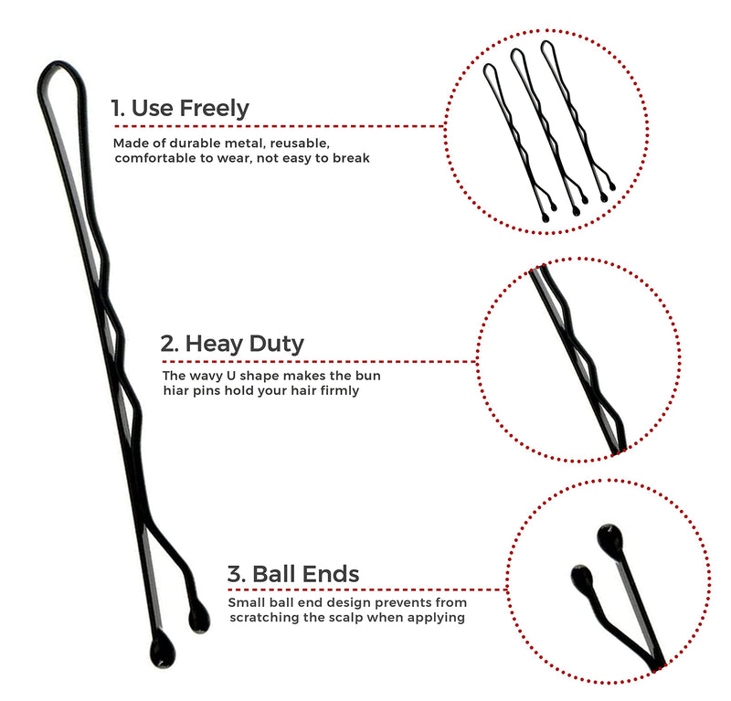[Australia] - Black Hair Pins 100 Pcs Black Bobby Pins Black Hair Grips Kirby Grips Hair Pins for Buns, Bun Pins with Box Great Hair Grips for Thick Hair grips black Pins (5cm)… 100 Black Bobby Pins 5CM 