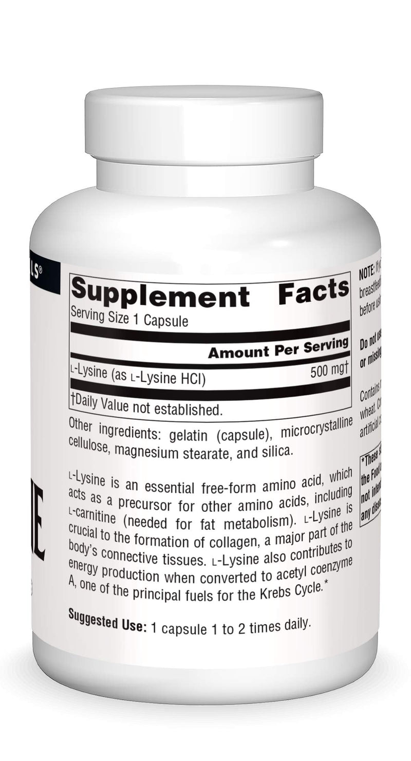 [Australia] - Source Naturals L-Lysine Free Form -Amino Acid Supplement Supports Energy Formation & Collagen - 200 Capsules 