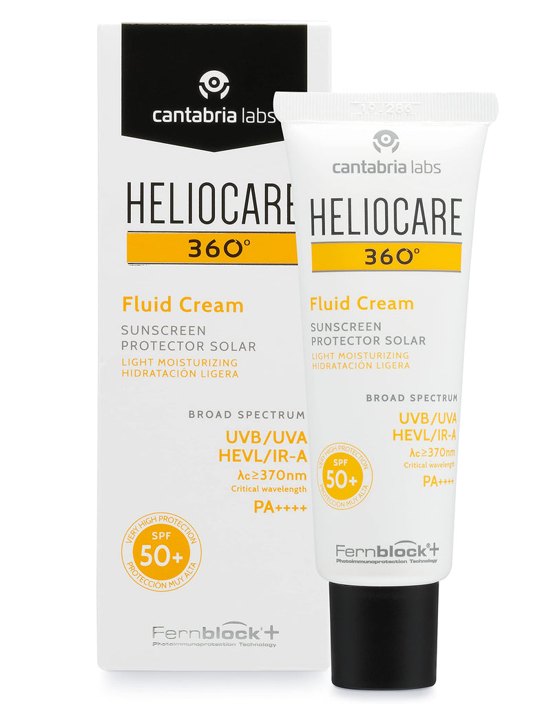 [Australia] - Heliocare 360 Fluid Cream SPF50+ 50ml / Sun Cream For Face/Daily UVA, UVB Visible light and infrared-A Anti-Ageing Sunscreen Protection/Dry and Normal Skin Types/Hydrating 