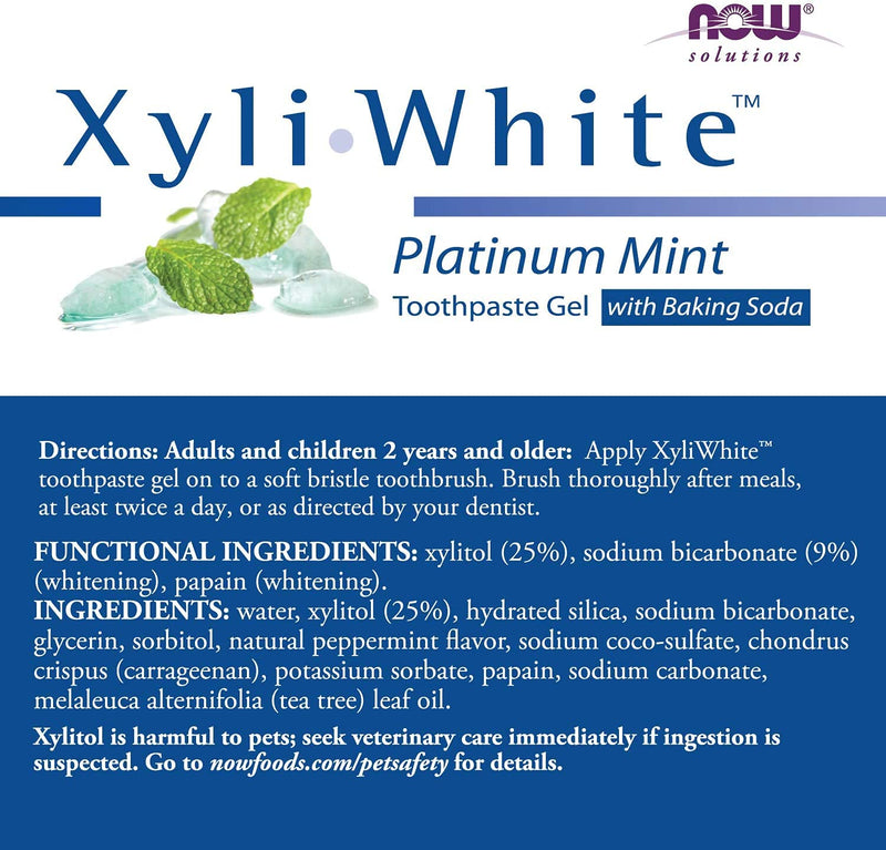 [Australia] - NOW Solutions, Xyliwhite™ Toothpaste Gel, Platinum Mint, Cleanses and Whitens, Fresh Taste, 6.4-Ounce 