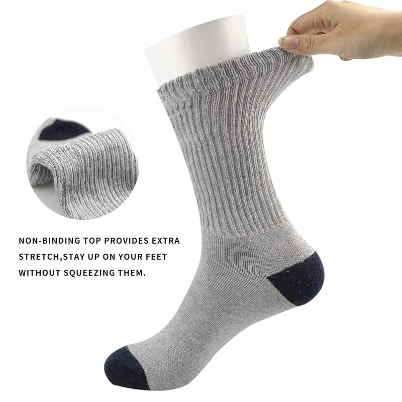 [Australia] - ThemeDesigner Non-Binding Top Extra Wide Diabetic Socks Full Cushion Thick Warm Socks Grey Large (2 Pair) Grey 2 Pairs 