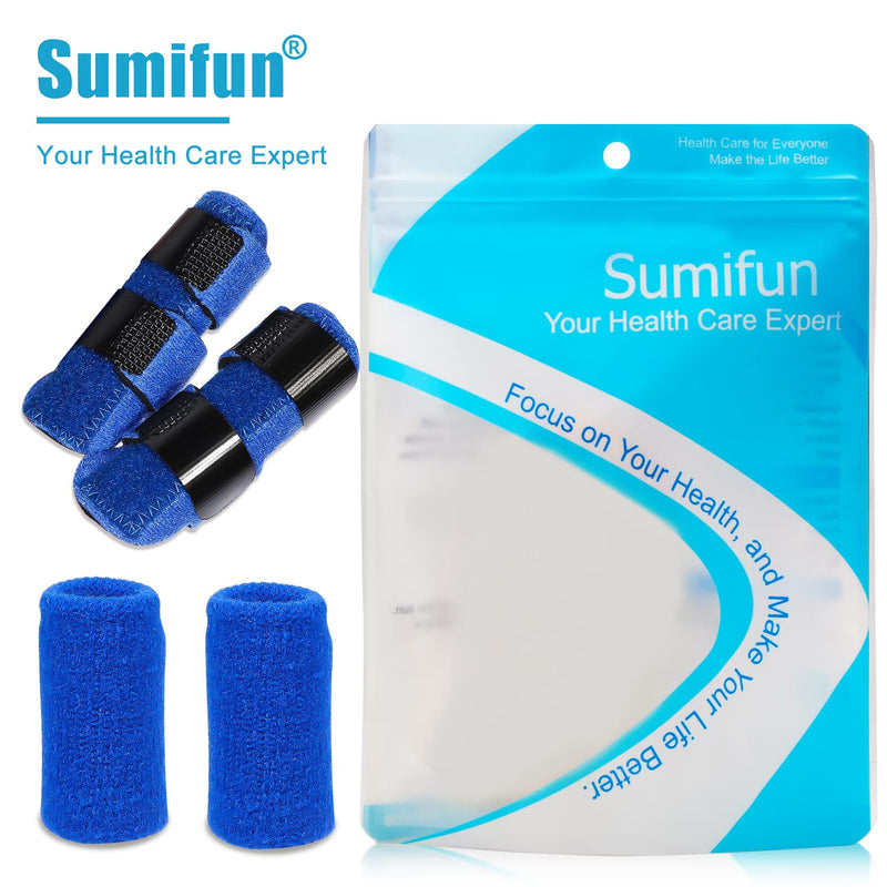 [Australia] - Trigger Finger Splint for Right and Left Hand, Mallet Finger Brace for Index Middle Ring, for Straightening Dislocated Fingers, Releasing Arthritis Pain, 2 Finger Splints and 2 Finger Sleeves Light Blue 