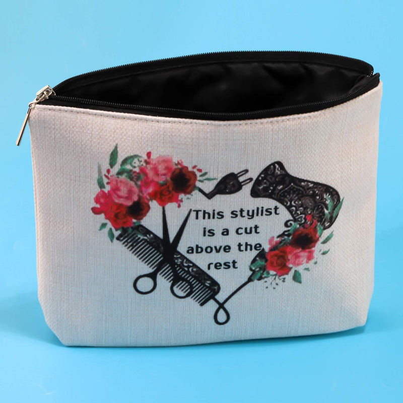 [Australia] - G2TUP Hairdresser Cosmetologist Gift for Hair Stylist Women Cosmetic Bag Barber Floral Pouch This Stylist is a Cut Above the Rest (Hair Stylist) 
