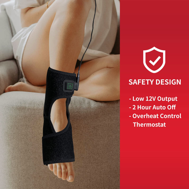[Australia] - Creatrill Heated Achilles Tendonitis / Plantar Fasciitis Foot Ankle Wrap With 3 Level Controller, Pad for moist heat Therapy, injuries Pain Relief for Sprains, Strains, Arthritis, Torn Tendons 