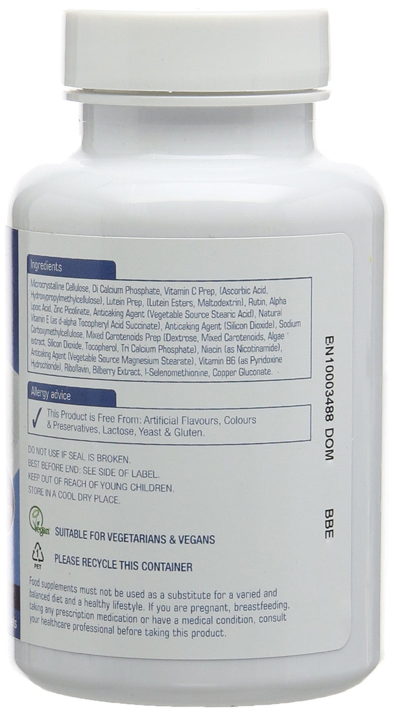 [Australia] - Natures Aid Lutein Eye Complex with Bilberry 90 Tablets (For the Maintenance of Normal Vision, with Alpha Lipoic Acid, Zinc, and Vitamins A, B2, C and E, Vegan Society Approved, Made in the UK) 