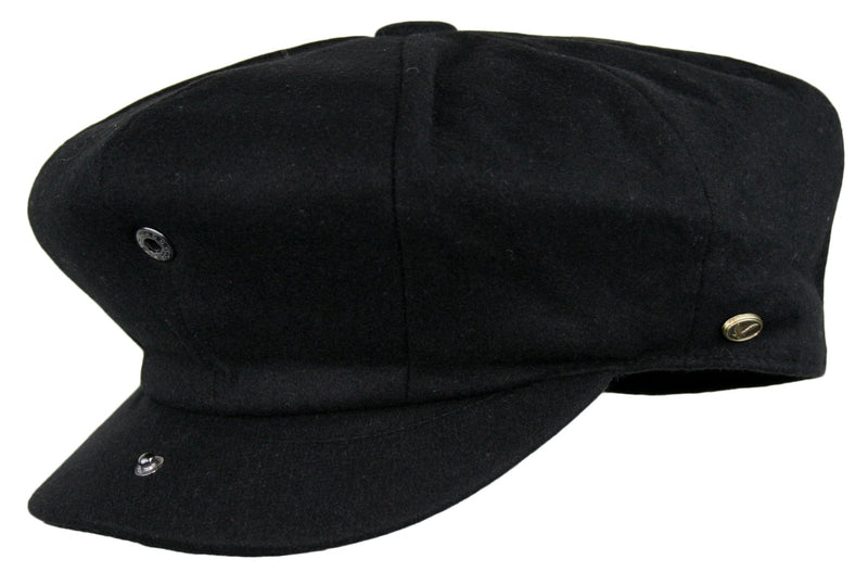 [Australia] - Epoch Men's Classic 8 Panel Wool Blend newsboy Snap Brim Collection Hat Black X-Large 