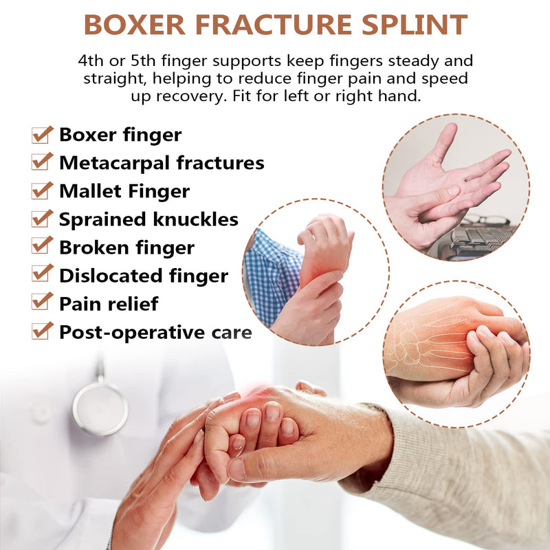 [Australia] - Scurnhau Pinky Finger Splint, Boxer Fracture Splint, Metacarpal Broken Splint, 4th and 5th Finger Support brace for Straightening, Dislocated, Arthritis and Mallet Finger, Fits Left or Right Hand S/M 
