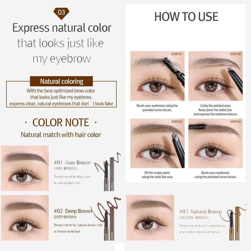 [Australia] - RiRe 5-angle Diamond Cutting Eyebrow (Pack of 2) (#02 Deep Brown) #02 Deep Brown 