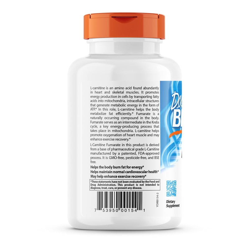 [Australia] - Doctor's Best Best L-Carnitine Fumarate Featuring Sigma Tau Carnitine (855 Mg) Vegetable Capsules, 180-Count 