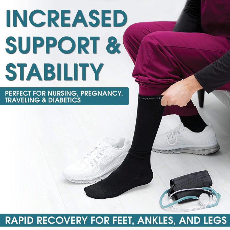 [Australia] - CompressionZ Compression Socks 20-30 mmHG for Men & Women - Nurses, Runners Black Medium 