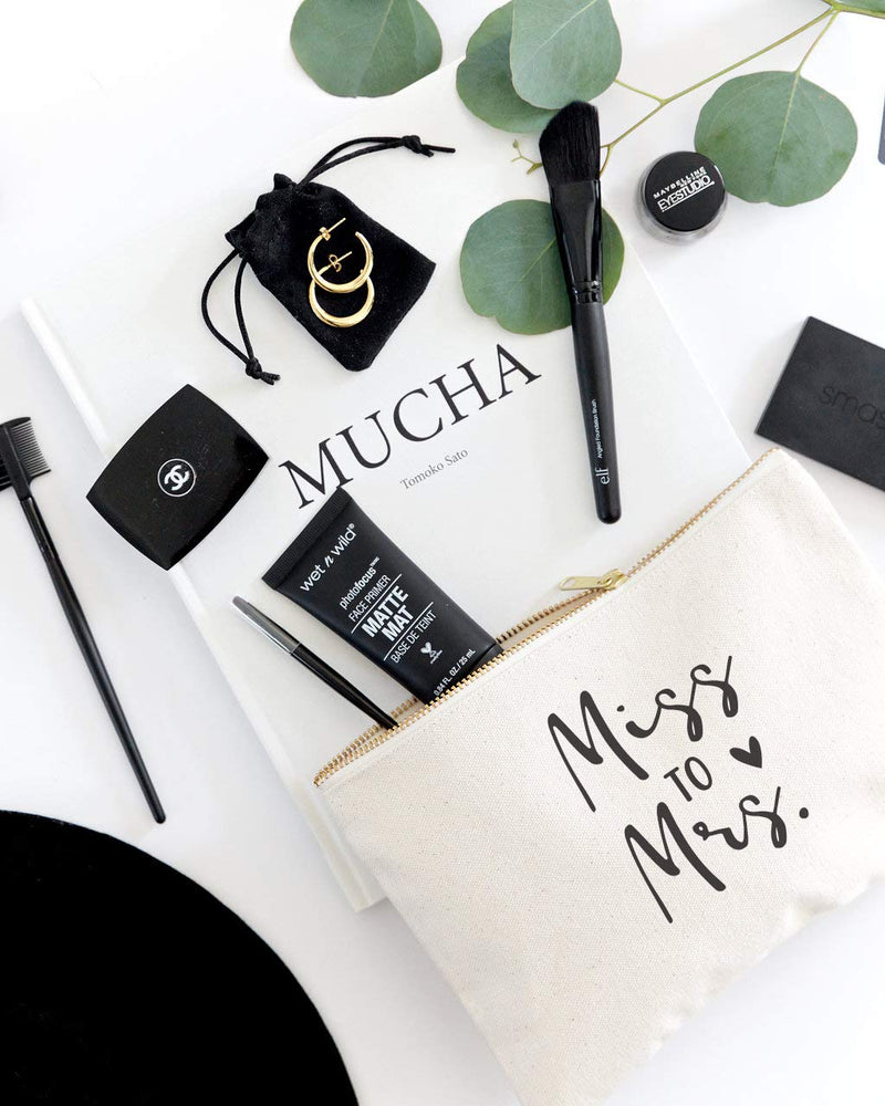 [Australia] - The Cotton & Canvas Co. Miss to Mrs. Wedding Cosmetic Bag, Bridal Party Gift and Travel Make Up Pouch Miss to Mrs. 