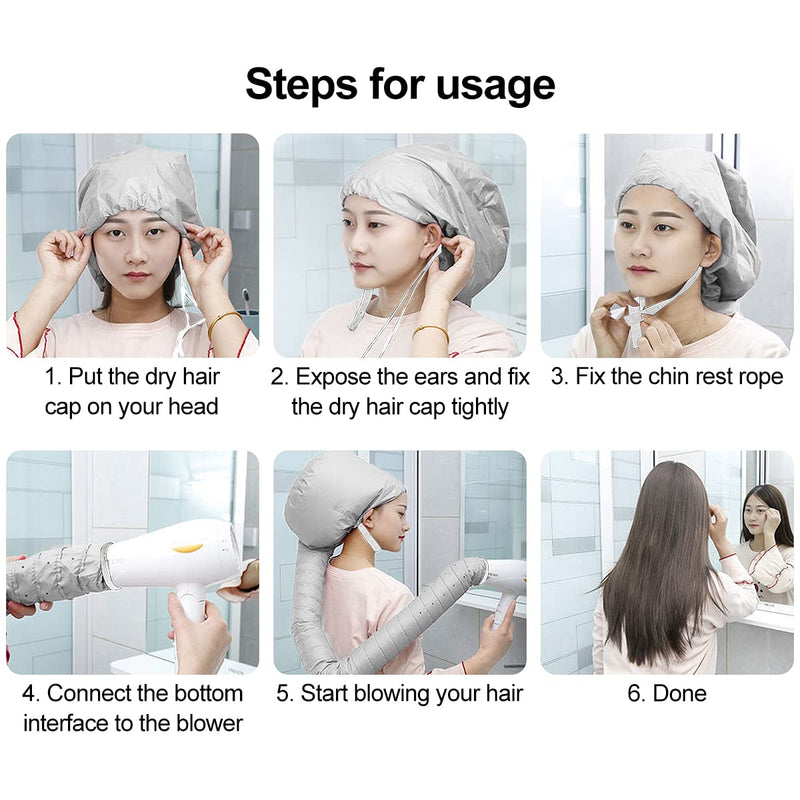 [Australia] - Bonnet Hood Hair Dryer,CHENKEE 2 Pcs Adjustable Hair Dryer Hood Bonnet Hand Held Hair Dryer Cap Bonnet Stretchable and Extended Hose Length Hair Drying Bonnet with Storage Bag for Hair Care Styling 