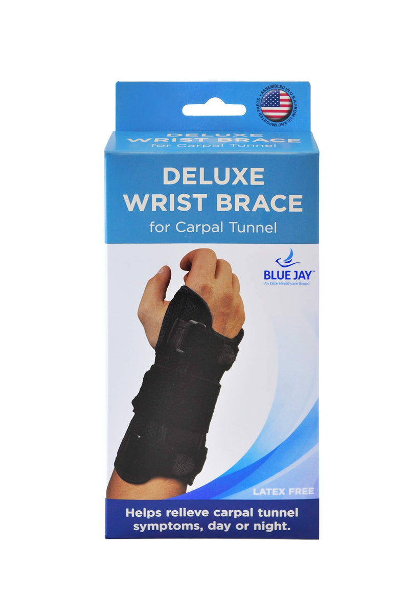 [Australia] - Blue Jay An Elite Healthcare Brand Deluxe Wrist Brace Black for Carpal Tunnel, Left Large/X-Large 