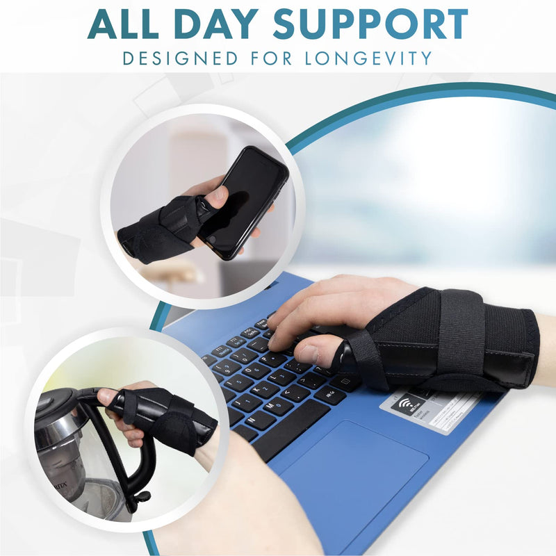 [Australia] - Actesso Elasticated Thumb Support Splint - Ideal for Thumb Pain Relief, Sprains, Tendonitis or Fractures (Black, Large Left) L (Pack of 1) Black 