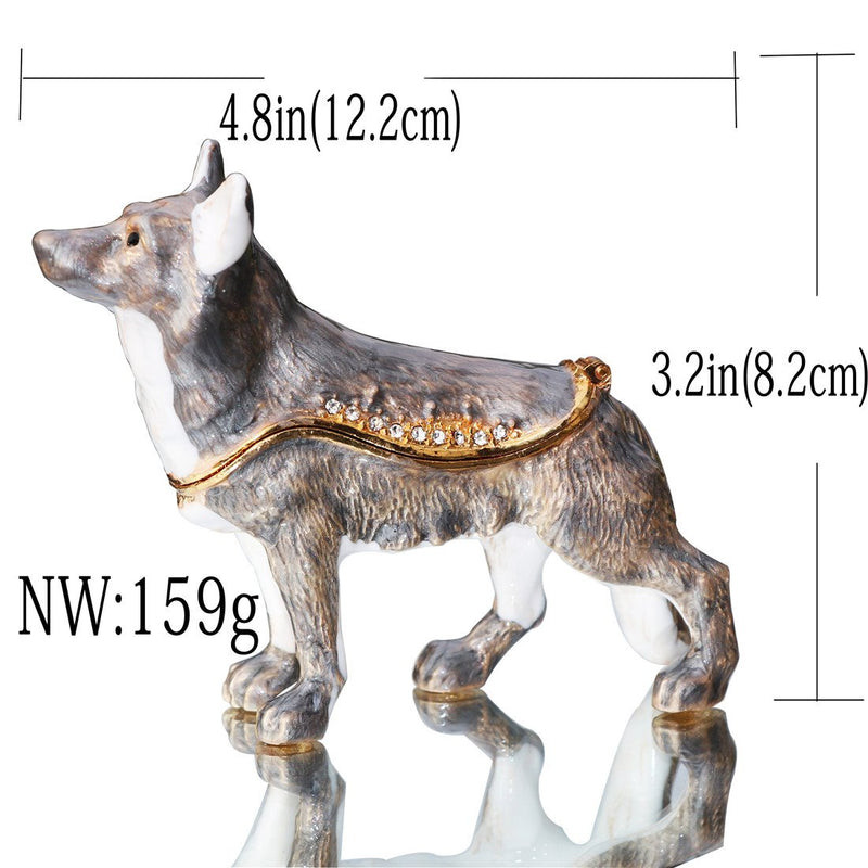 [Australia] - Waltz&F Gray wolf Trinket Box Hinged Hand-painted Figurine Collectible Ring Holder 