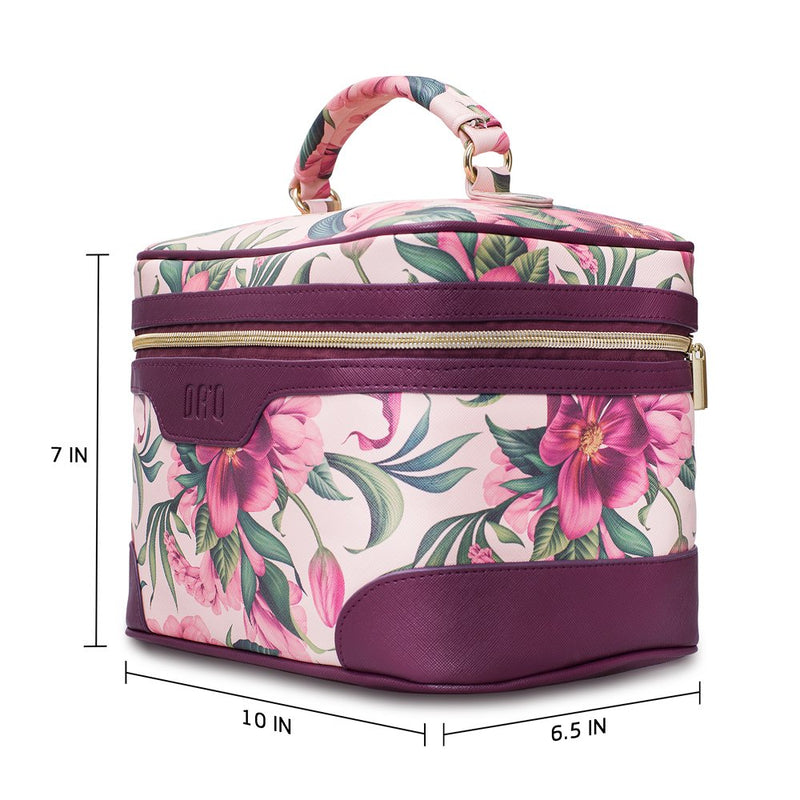 [Australia] - DRQ Large Makeup Bag-Multifunction Portable Toiletry Bag Cosmetic Makeup Pouch Case Organizer for Travel,Calico Collection Cosmetic Duffle Weekender, Flower 