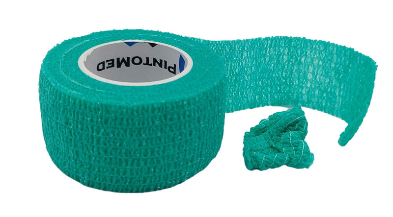 [Australia] - Pintomed - Green Cohesive Bandage Stretched 6 Rolls x 2.5cm x 4.5mts Self-Adhesive Flexible Bandages, Professional Quality, First Aid Sports Wrap Bandages - Pack of 6 