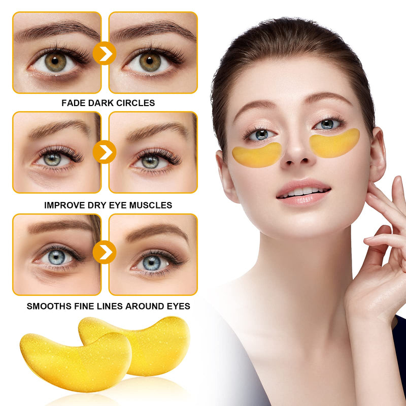 [Australia] - URAQT 24K Gold Under Eye Treatment Masks, 30 Pairs Natural Under Eye Gel Patches Collagen Eye Masks, Hydrating Under Eye Gel Pads for Under Eye Wrinkles, Remove Eye Bags, Dark Circles, Skincare 