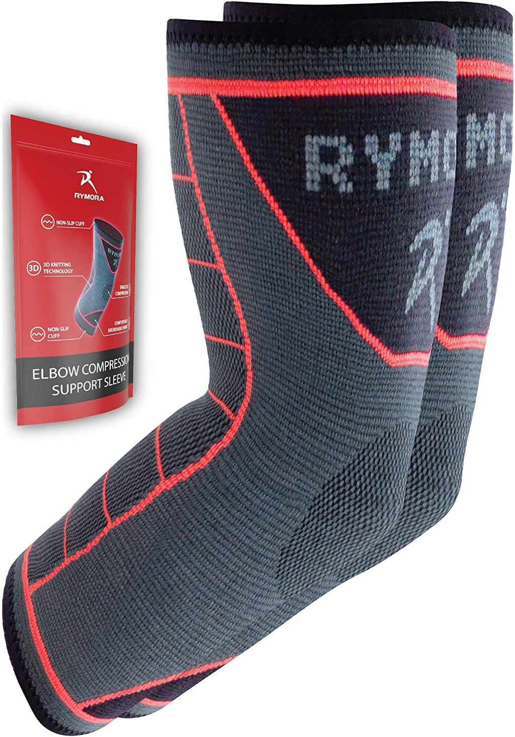 [Australia] - Rymora Elbow Brace, Support Sleeve for Men and Women, Suitable for Weightlifting and Weak Joints, Reduce Joint Pain During Any Activity Pair (Slate Grey) L 