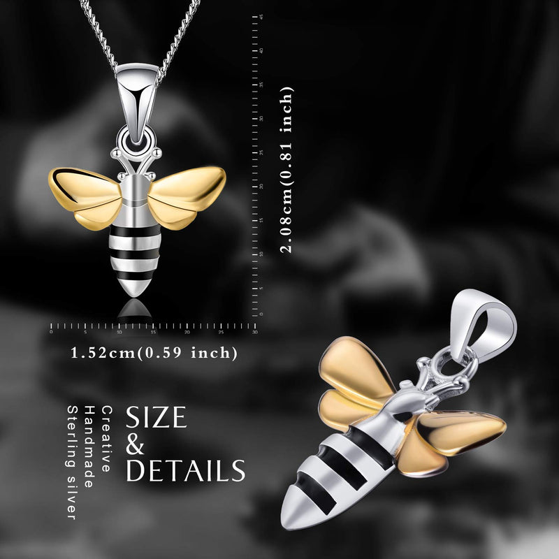 [Australia] - Lotus Fun S925 Sterling Silver Necklace Pendant Lovely Honeybee Pendant with Necklaces Link Chain length 17inches, Handmade Unique Jewelry Gift for Women and Girls 