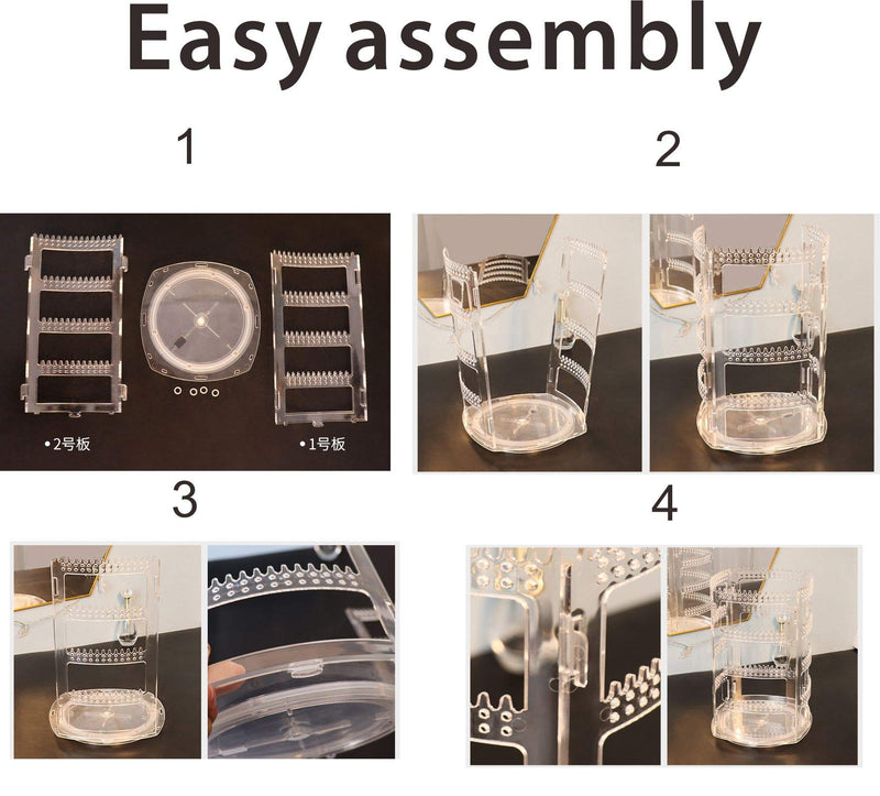 [Australia] - Cq acrylic 360 Rotating Earrings Holder and Jewelry Display Rack,4 Tiers Jewelry Rack Display Classic Stand,156 Holes For Dangle Earrings Organizer and 160 Grooves for Necklaces Display,Clear Pack of 1 