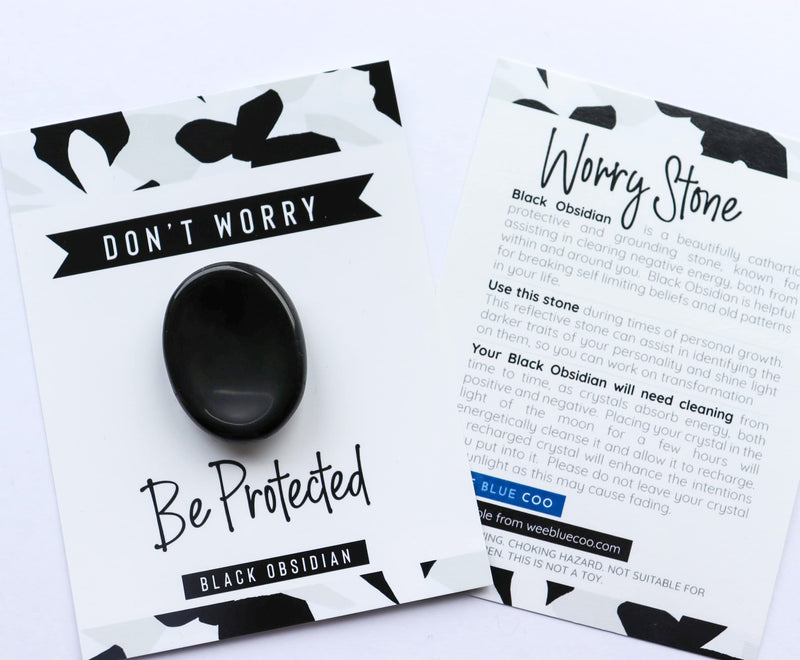 [Australia] - Black Obsidian Crystal Worry Thumb Thumb Stone Meditation Spiritual Stress Relief Gift Birthday Healing Energy Reiki Chakra Black Obsidian 