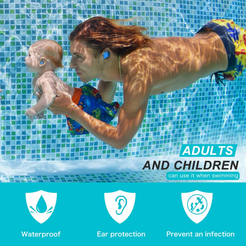 [Australia] - [Latest 2022] Ear Plugs for Sleeping Swimming, 8 Pair Reusable Silicone Moldable Noise Cancelling Earplugs for Shooting Range, Swimmers, Snoring, Concerts, Airplanes, Travel, Work, Studying 