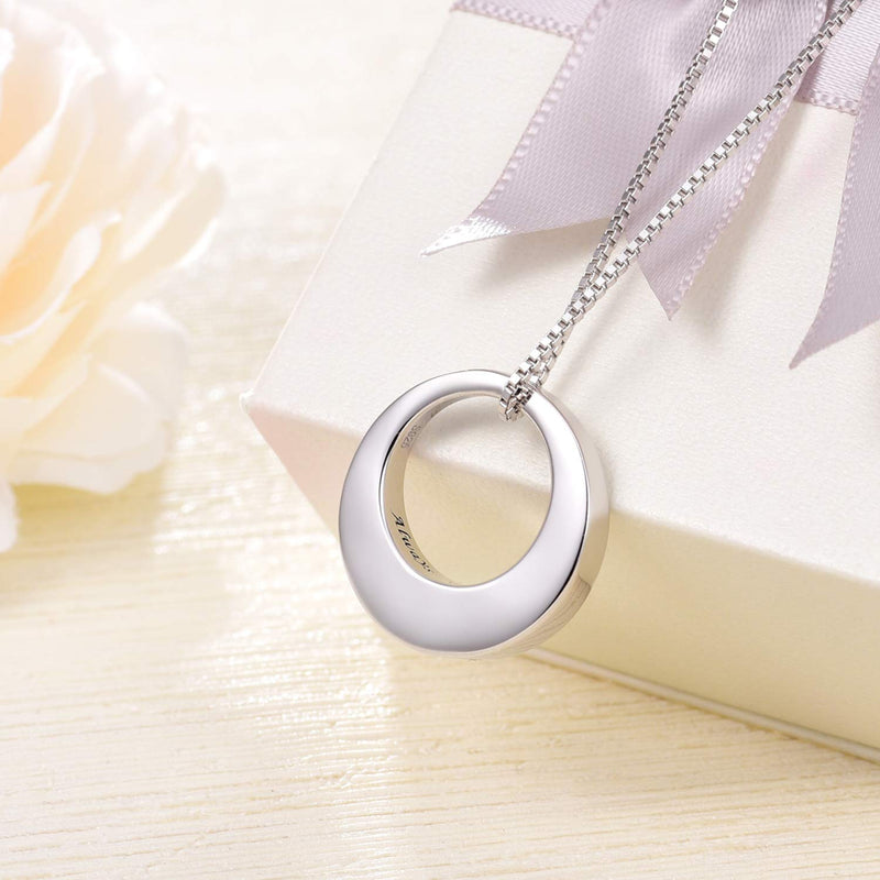 [Australia] - BEILIN Sterling Silver Circle of Life Eternity Memorial Urn Necklace Always with me Cremation Jewelry Pendant Necklaces for ashes 