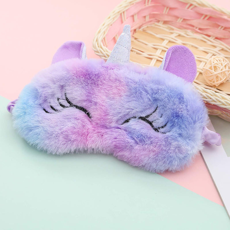 [Australia] - 2 Pack Sleeping Eye Mask ,Annimal Cartoon Eye Mask Plush Eye mask Travel Breathable Eyeshade for Women and Child Purple 