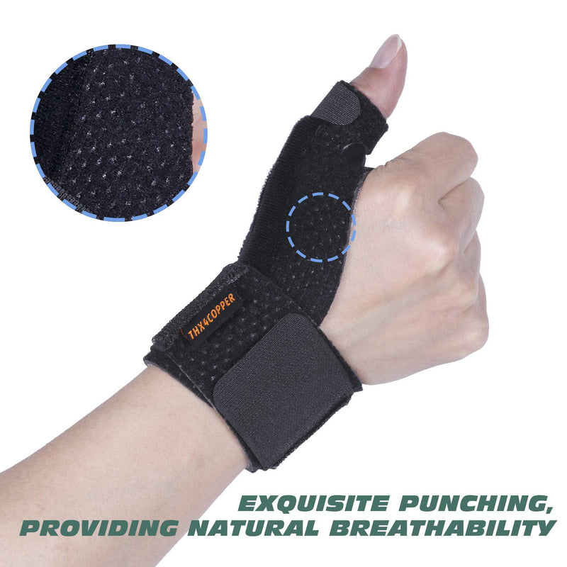 [Australia] - THX4COPPER Reversible Thumb Wrist Stabilizer Compression Splint for BlackBerry Thumb, Trigger Finger, Hand Pain Relief, Arthritis, Tendonitis, Sprain, Carpal Tunnel, Durable, Comfortable,Breathable Small/Medium 
