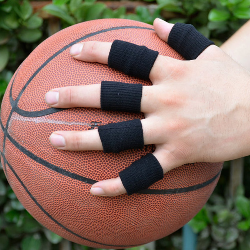[Australia] - Finger Sleeves for Basketball Player, GranVela 10PCS Professional Nylon Fingerstall Finger Protector for Basketball, Volleyball, Tennis, Badminton and More (Black) Black 