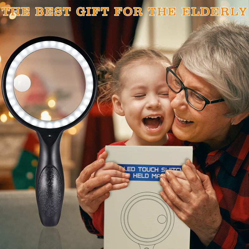 [Australia] - Magnifying Glass with Light - 30X Handheld Large Magnifying Glass 33 LED Illuminated Lighted Magnifier for Seniors Reading, Macular Degeneration, Inspection, Soldering, Coins, Exploring 