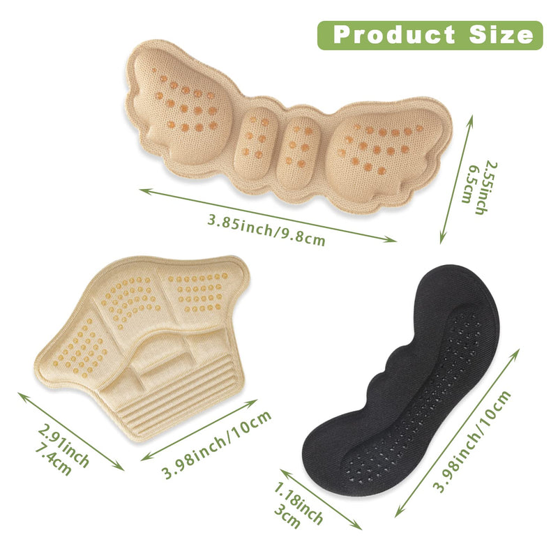 [Australia] - GWAWG Heel Grips 3 Pairs Shoe Pads Thick Cushion Inserts Back Insoles for Shoes Too Big Self-Adhesive Anti-Slip Apricot Black 