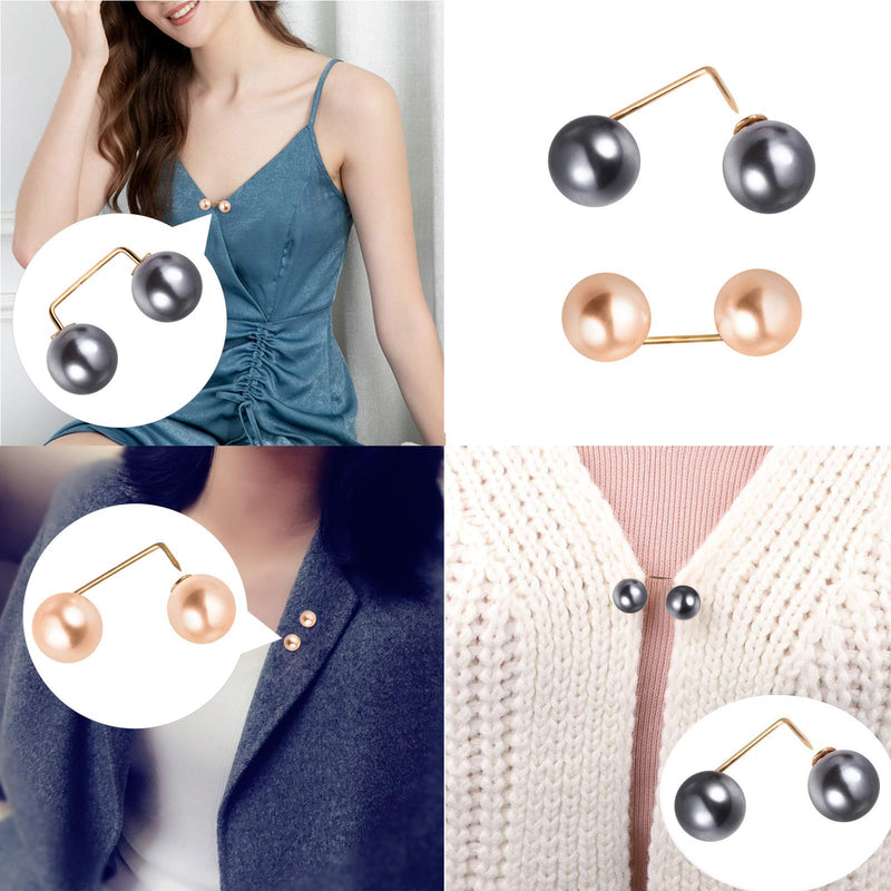 [Australia] - 8 PCS Pearl Brooch Pins, Tops Neckline Safety Pin, Pants Skirt Waist and Sweater Shawl Clips for Women Girls Wedding Party 