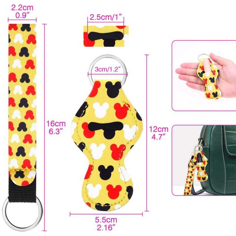 [Australia] - Shynek 24PCs Chapstick Holder Keychain with Wristlet Including 12PCs Lipstick Holder Keychain and 12PCs Neoprene Wristlet Keychain Lanyards, Portable Balm Holders Pouch for Girls Women 