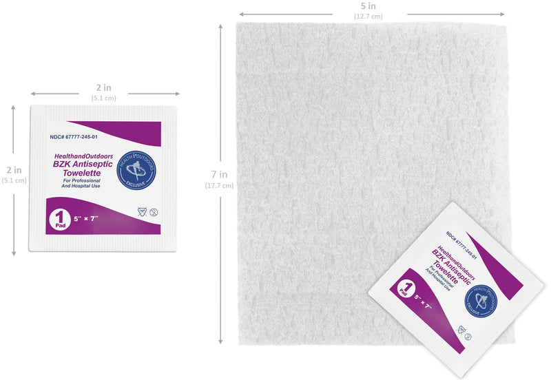 [Australia] - BZK Antiseptic Moist Towelette 5" x 7" Wipe (125 Count) Hand & Body Cleansing Wet Napkins Alcohol-Free Individually Wrapped Towels 125 Count (Pack of 1) 