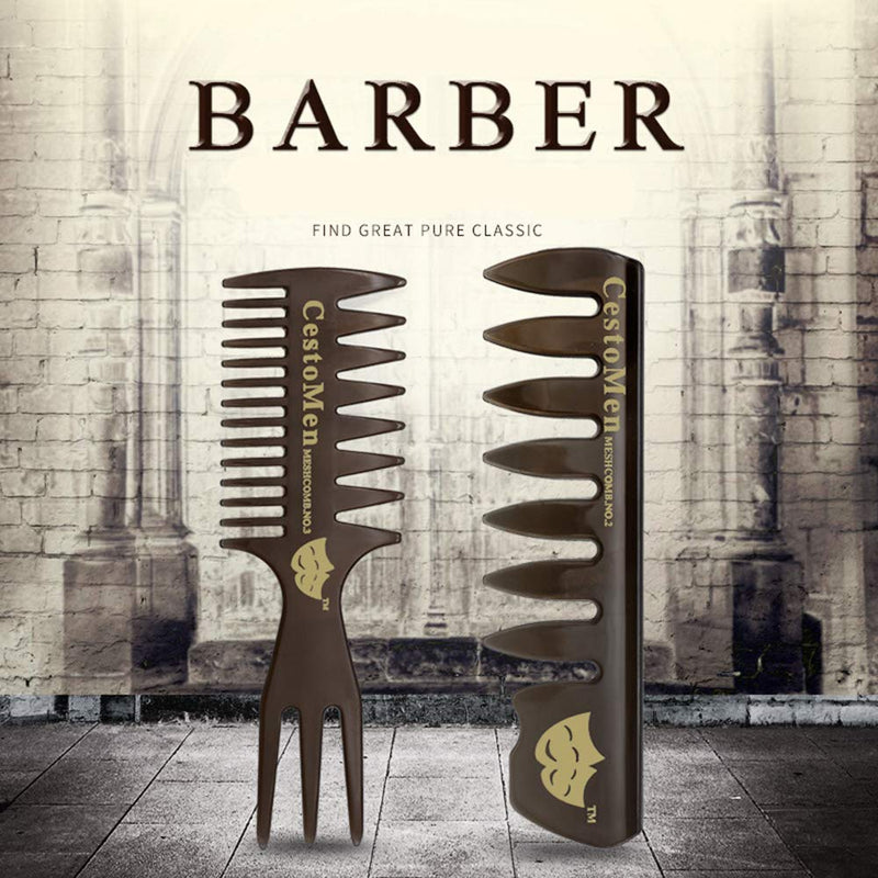 [Australia] - Mens Styling Comb, Pompadour Streaker Afro Hair Combs Men Hair Care Set, Detangler Hairbrush Professional Shaping & Wet Pick Barber Brush Tools, Anti-Static Hair Brush for Shower Long Curly Thick Hair 