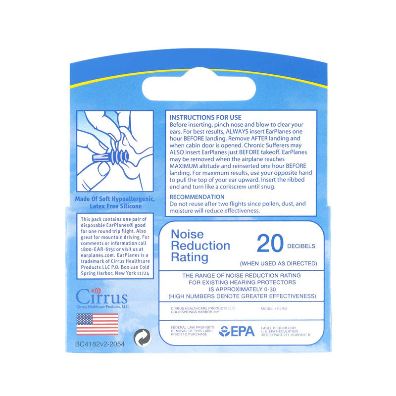 [Australia] - EarPlanes Ear Plugs 1 Pair (Pack of 4) 