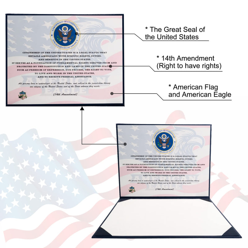 [Australia] - GraduatePro US Citizenship Certificate Holder 2022 Naturalization Padded Leatherette Cover with Golden Great Seal of The United States for American Gifts Faux Leather 